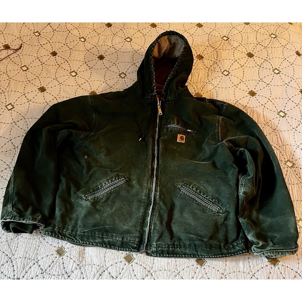Mens Carhartt J141 SPC SZ 3XL Spruce Green Hooded Sherpa Lined Multi Pocket Work